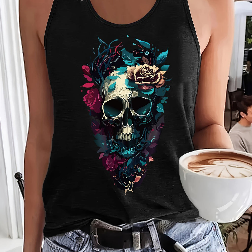 Women'S Fashion Tank Top with a Printed Design And Round Neck, Perfect for a Cool Spring And Summer