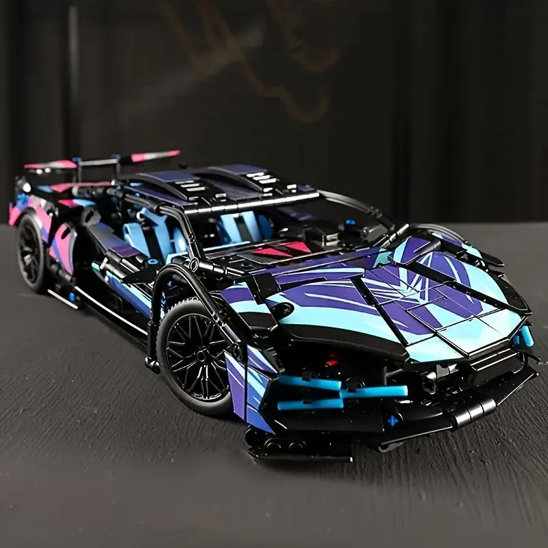 1:14 Cyberpunk sports car building blocks! 1314+ PCS precision component assembly, mechanical structure details are fully utilized, and the futuristic shape embodies the cool cyberpunk aesthetic.