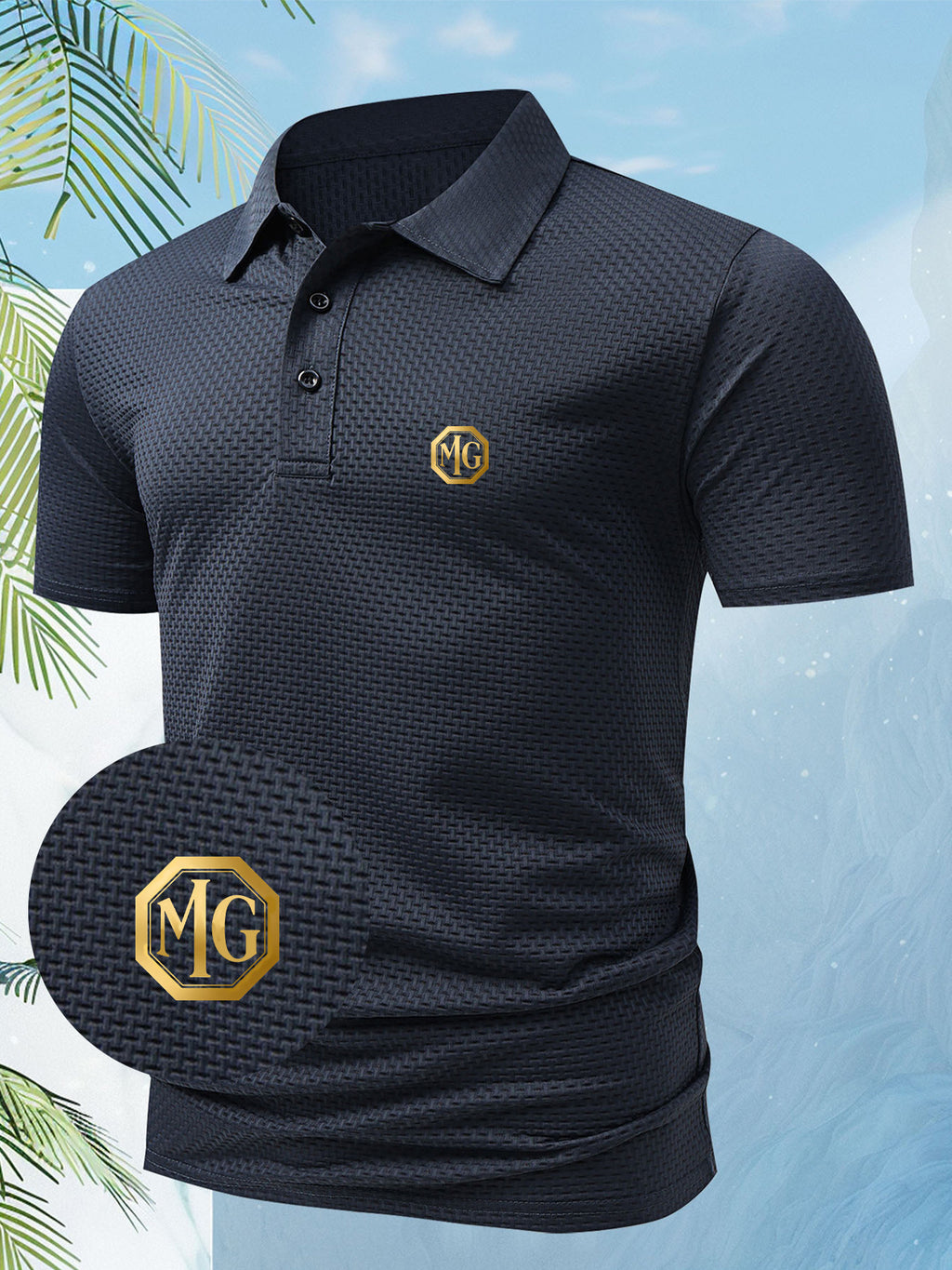 A Men's Unique and Creative for MG English Letter Fashion Design Logo Polo Shirt, Suitable for All Seasons. The Regular Fit Combines European and American Fashion, Showcasing a Casual and Simple Style, Making It Ideal for Formal Occasions and Daily