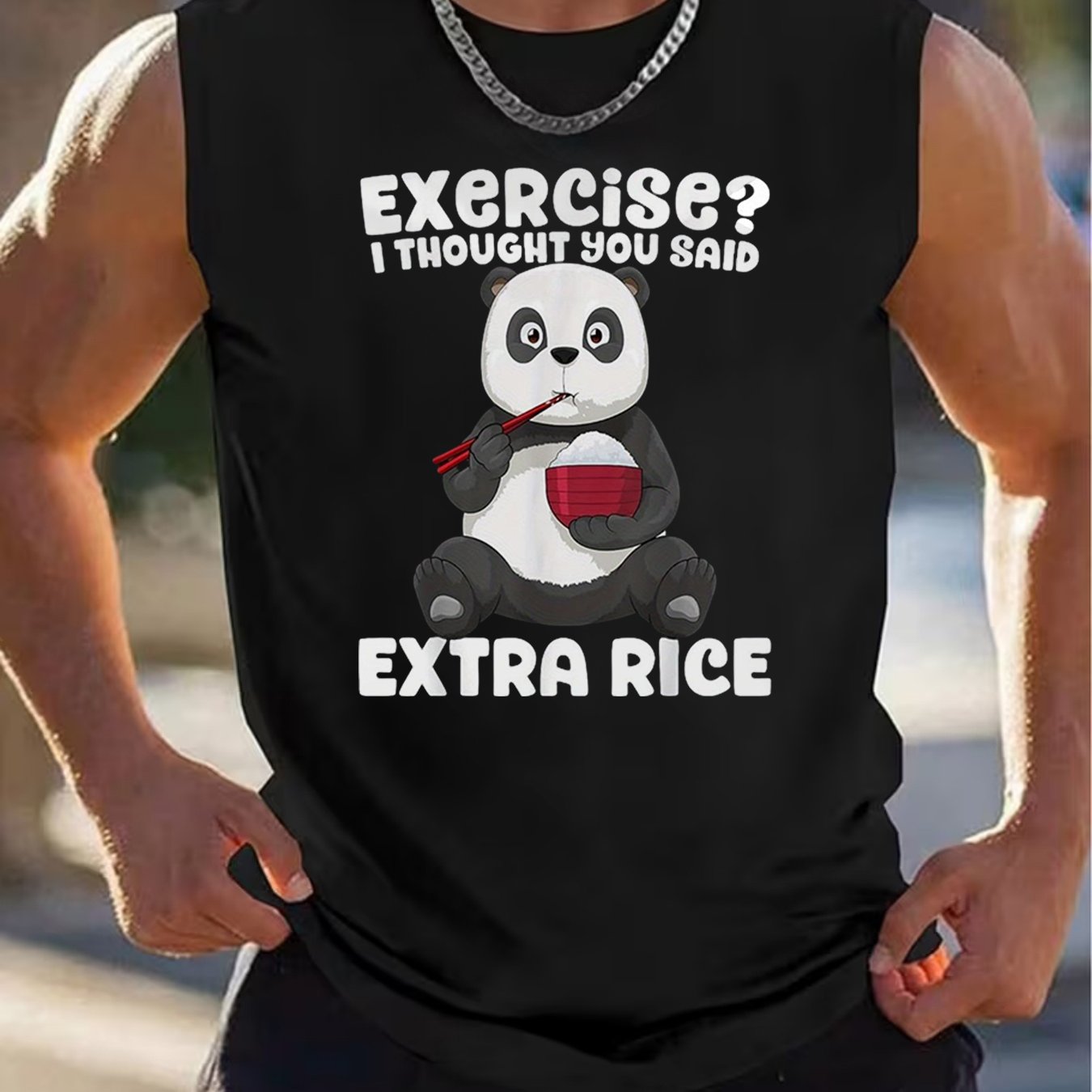 Men's Funny Panda Eating Rice \
