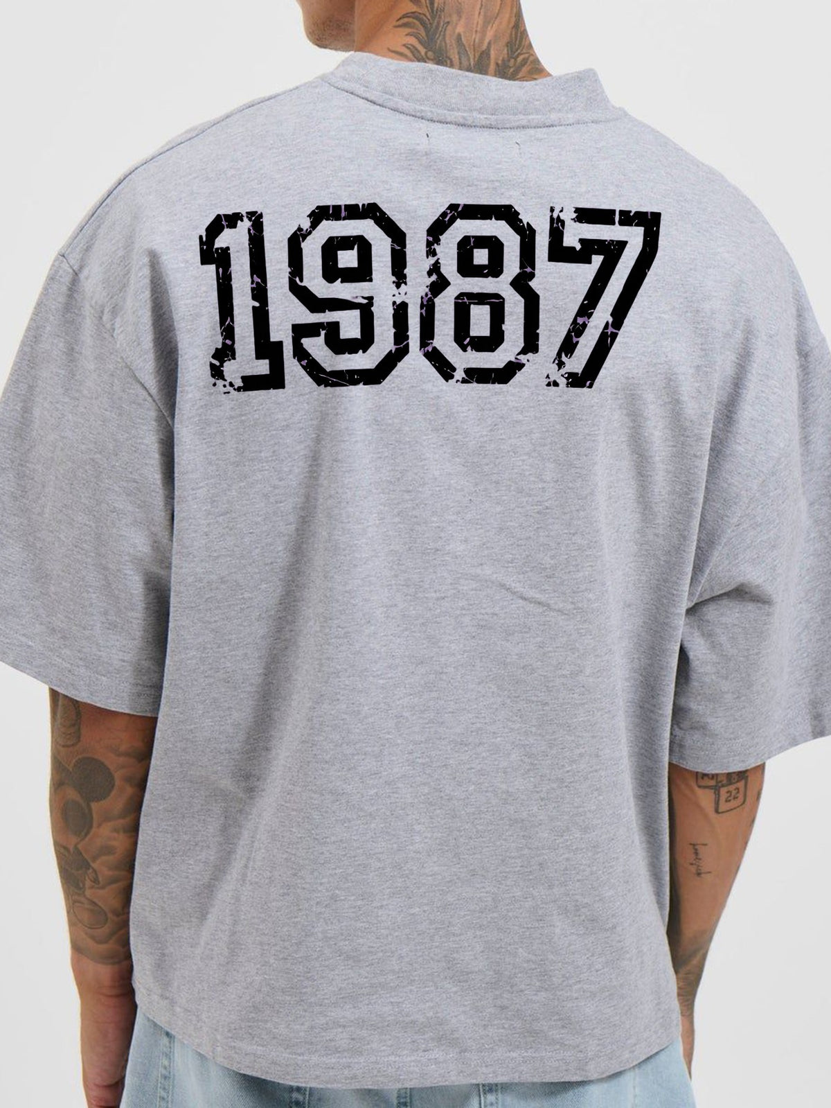 Vintage 1987 Print Short Sleeve T-Shirt for Men, Summer Casual Loose Fit Breathable Top with Retro Text Design, Trendy Streetwear for Daily Wear
