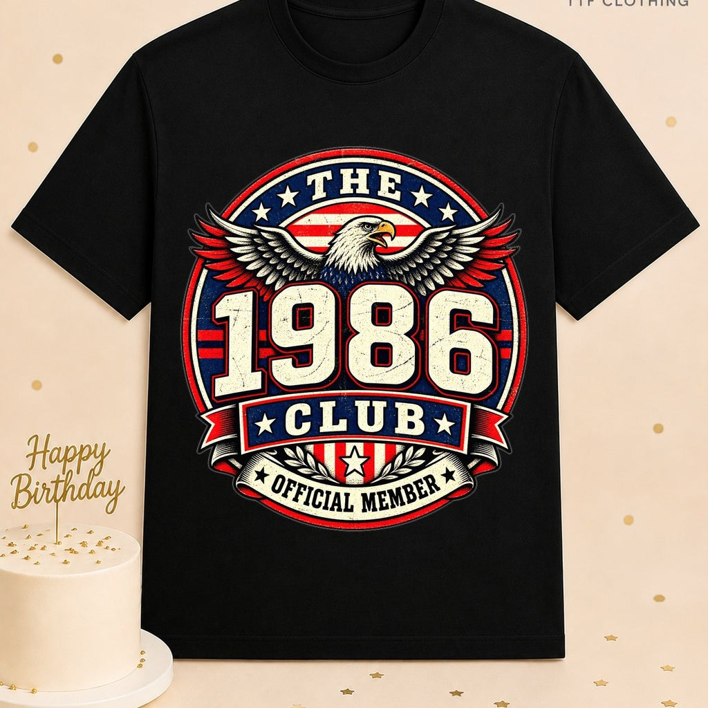 Unisex Birthday T-Shirt 1986 Club Official Member Vintage Birth Year Emblem Milestone Birthday Gift Celebration Party for Men Women Friends