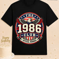 Unisex Birthday T-Shirt 1986 Club Official Member Vintage Birth Year Emblem Milestone Birthday Gift Celebration Party for Men Women Friends