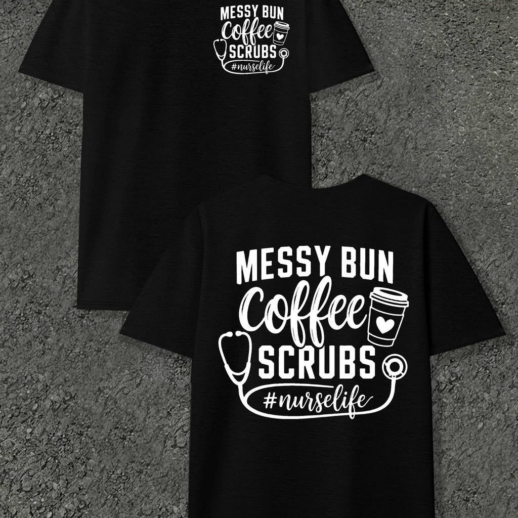 Coffee Scrubs Life Men's -Themed T-Shirts - Coffee Print & Suitable for - Wear, Round Neck Casual Regular Fit Tee with Subtle Markings, Machine Washable for Healthcare Professionals and Everyday Outfits