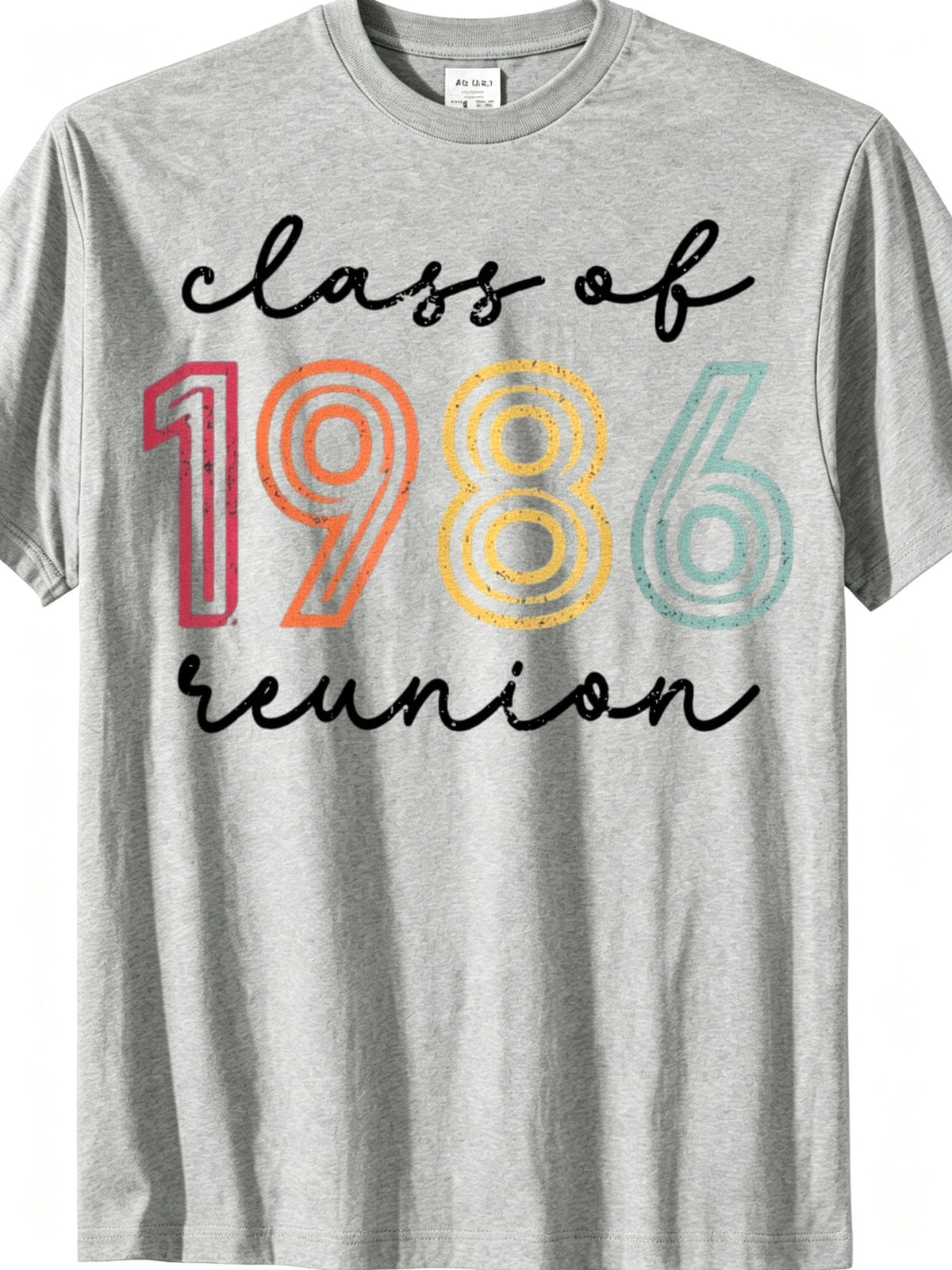Men's Class of 1986 Vintage T-Shirt - Retro Loose Fit Short Sleeve Tee Suitable for High School Alumni Parties, Graduation Reunion Gift, Casual Round Neck Top with Year-Round Wear for Nostalgic 80s Events