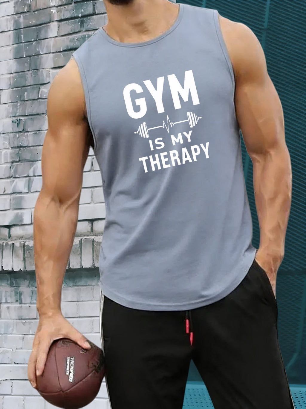 Men's Sleeveless Gym Tank Top - Breathable 100% Polyester Shirt, Lightweight Workout Shirt Suitable for Summer Training, Round Neck Sleeveless Vest for Fitness, Casual Wear & Gym