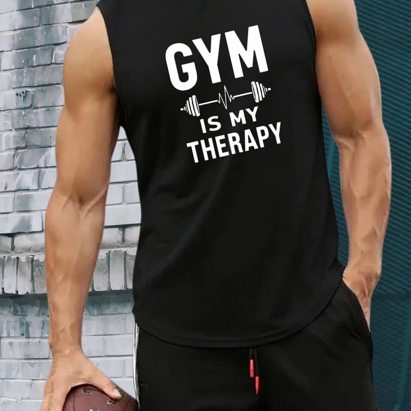 Men's Sleeveless Gym Tank Top - Breathable 100% Polyester Shirt, Lightweight Workout Shirt Suitable for Summer Training, Round Neck Sleeveless Vest for Fitness, Casual Wear & Gym