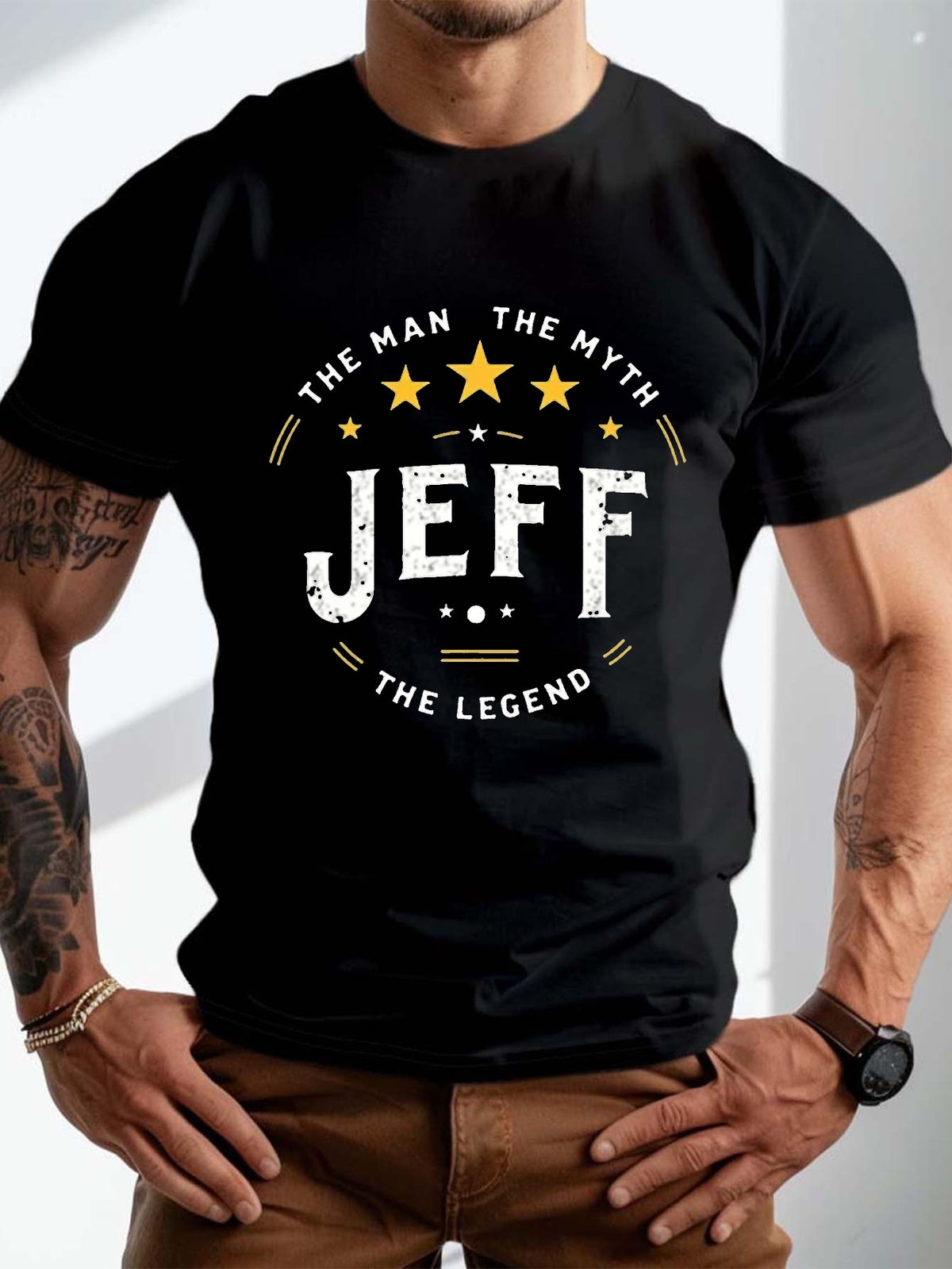 JEFF the legend design Crinkle Plus Size Men's T-Shirt, PLUS SIZE