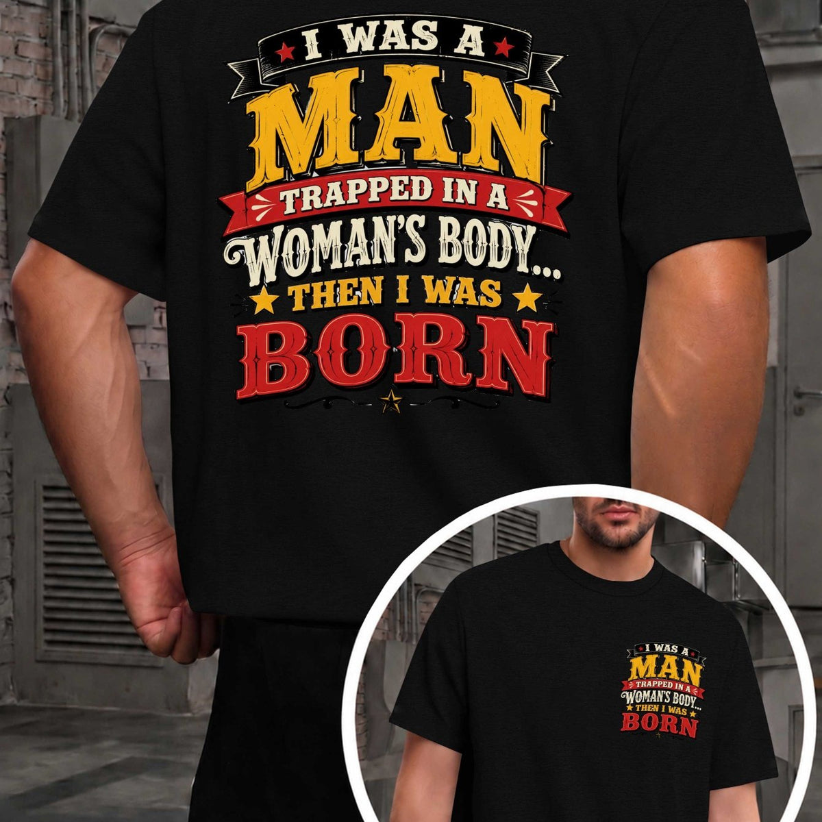 Man Trapped Before Birth Men'S T-Shirts with Markings