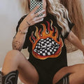 Plaid Flame Lip Pattern Ladies' Pure Short Sleeved T-Shirt, Machine Washable And Easy to Care For, Fashionable And Casual Style, Suitable for Daily Use on The Street