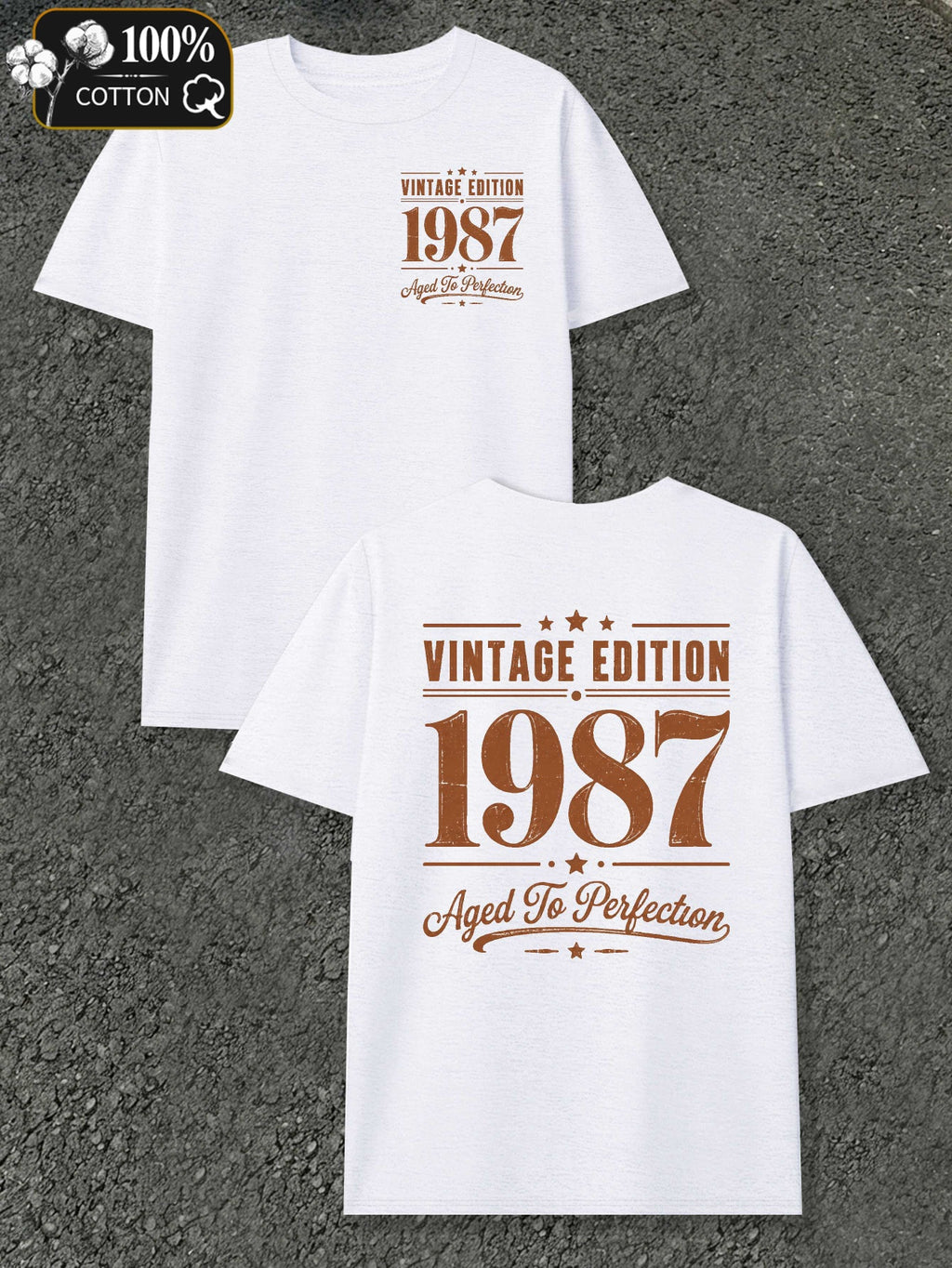 Men's Vintage Edition Perfection T-Shirt - Round Neck Casual Fit with Subtle Markings Suitable for - Wear, Machine Washable Regular Fit Tee for Everyday & -Casual Outfits, Year-Round Wardrobe Essential