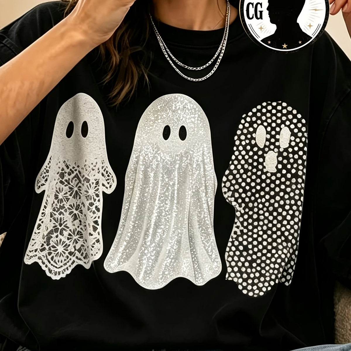 Cute Halloween Trio, Polka Dots, Fashion Boutique, Stylish Design, Seasonal Men'S And Women'S T-Shirt, Halloween Outfit, Crew Neck Design, Festive Apparel, Back-To-Season
