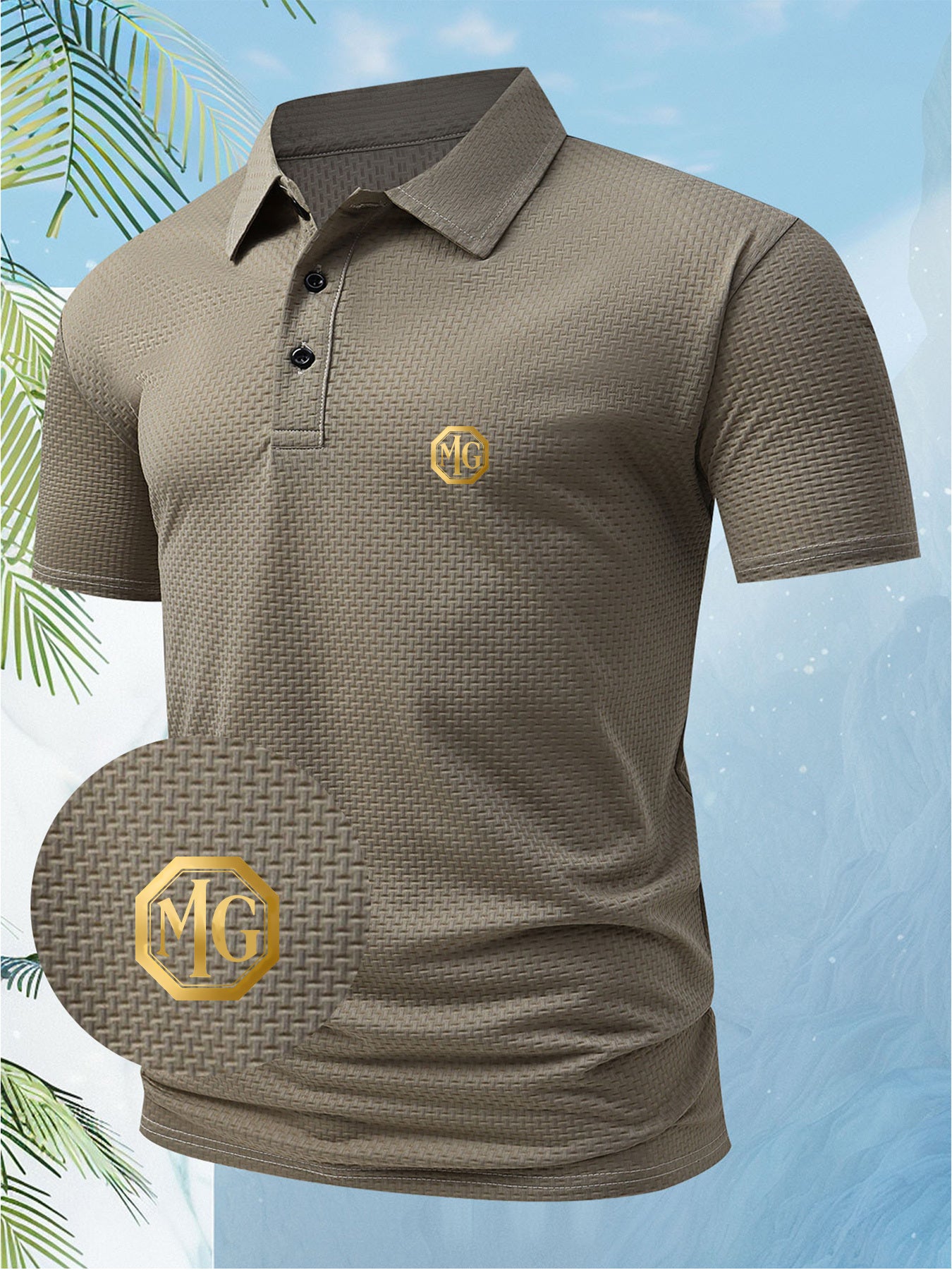 A Men's Unique and Creative for MG English Letter Fashion Design Logo Polo Shirt, Suitable for All Seasons. The Regular Fit Combines European and American Fashion, Showcasing a Casual and Simple Style, Making It Ideal for Formal Occasions and Daily