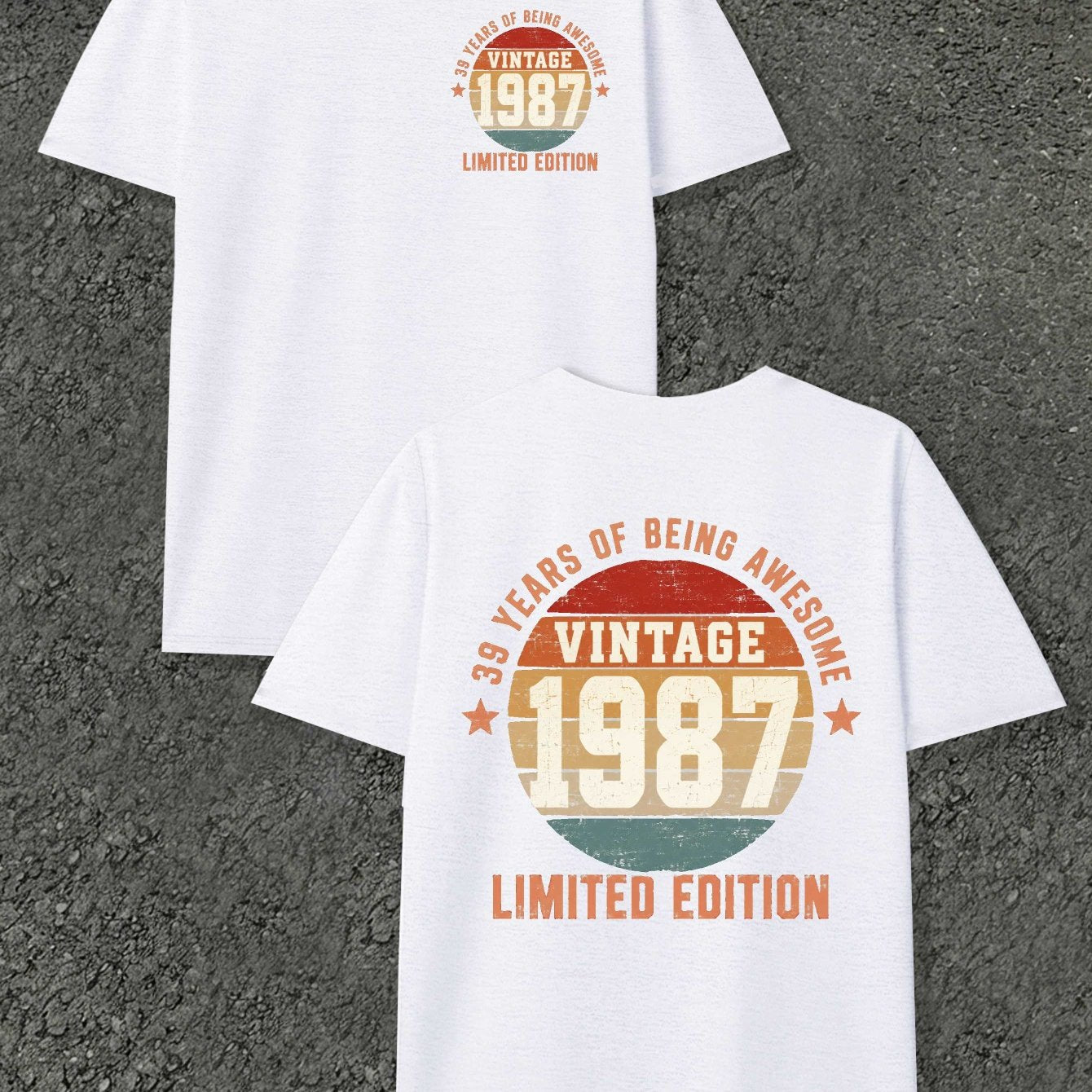 Men's Vintage 1987 Limited Edition T-Shirt - Retro 30+ Year Suitable for Casual Wear, Themed Events & Everyday Use, Machine Washable Round Neck Tee with Original Markings, Nostalgic Apparel