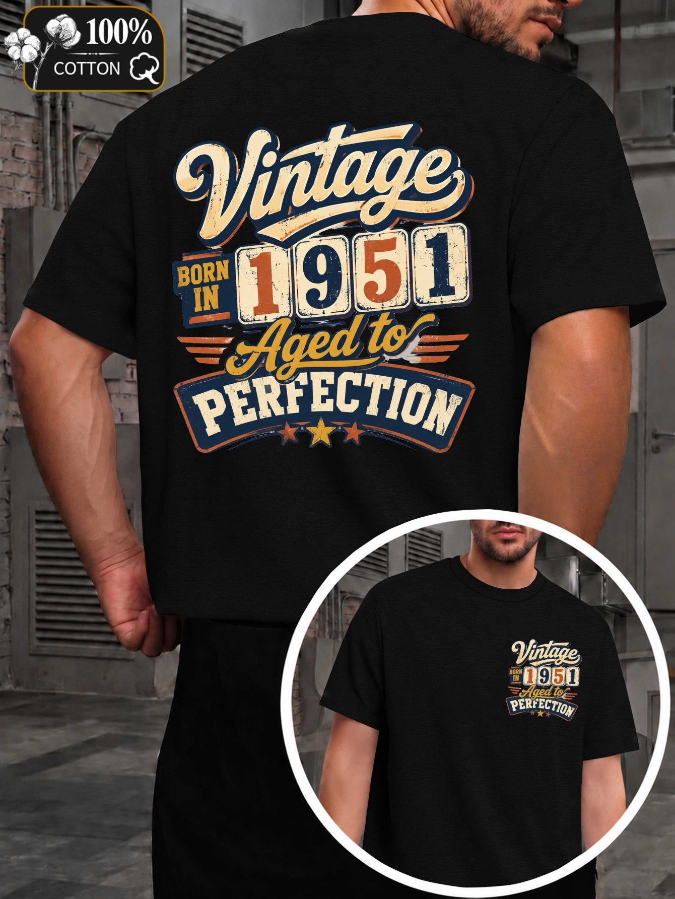 Born in 1951 Perfectly Aged Men'S T-Shirts with Markings