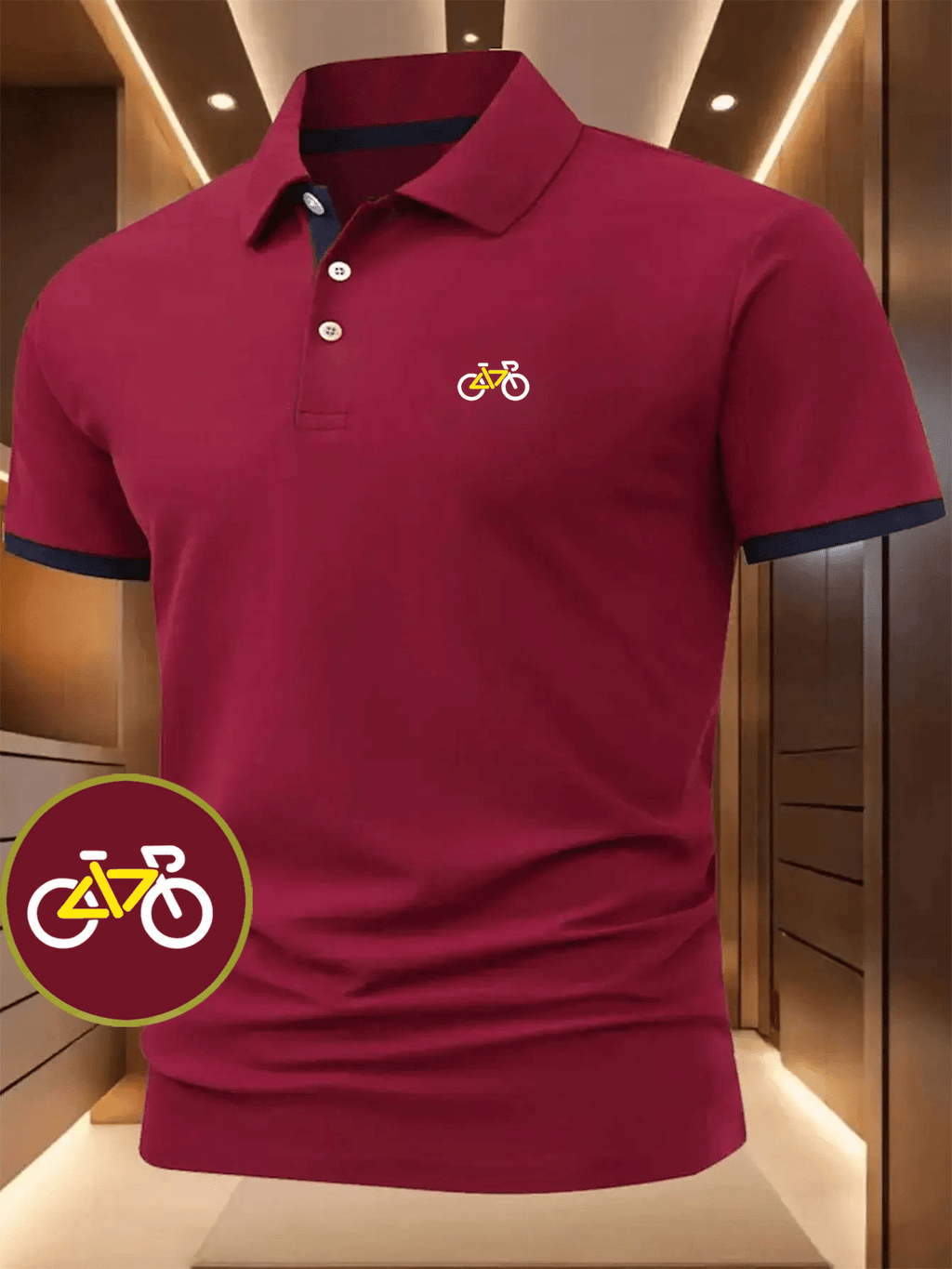 High-Quality Men'S Short Sleeve Polo Shirt, Bicycle Line Print Pattern Versatile Dress Shirt, Suitable for Multi-Scene Basic Men'S Top, Holiday Gift, Multi-Color Optional