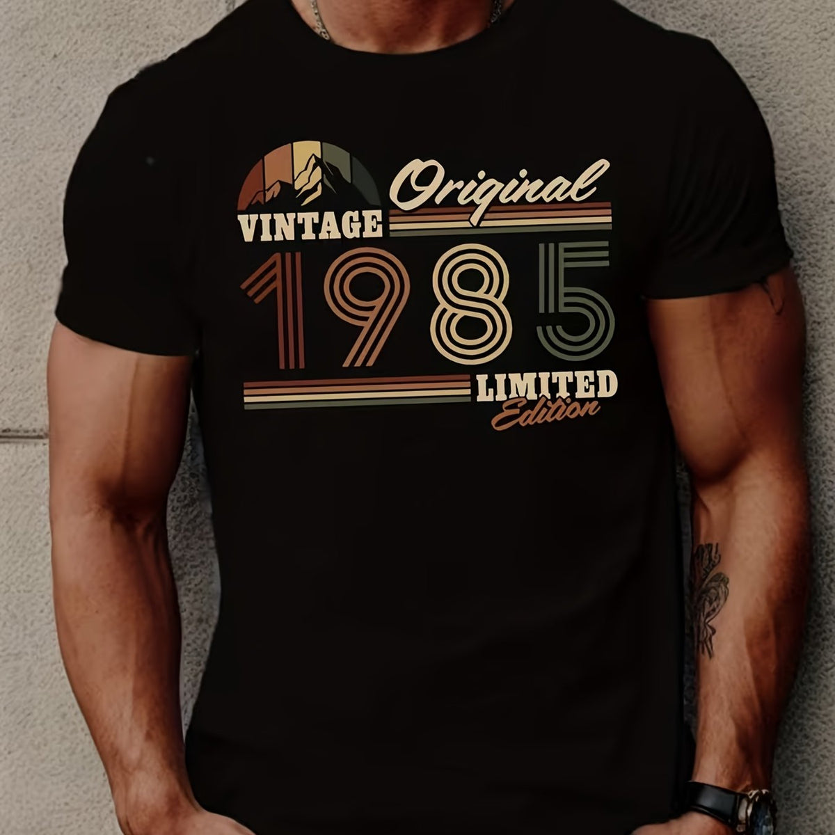 Men's 1985 Limited Edition Vintage T-Shirt - Retro Round Neck Short Sleeve Casual Summer Tee Suitable for Outdoor, & Casual Attire, Machine Washable Regular Fit Non- Shirt with Original 1985