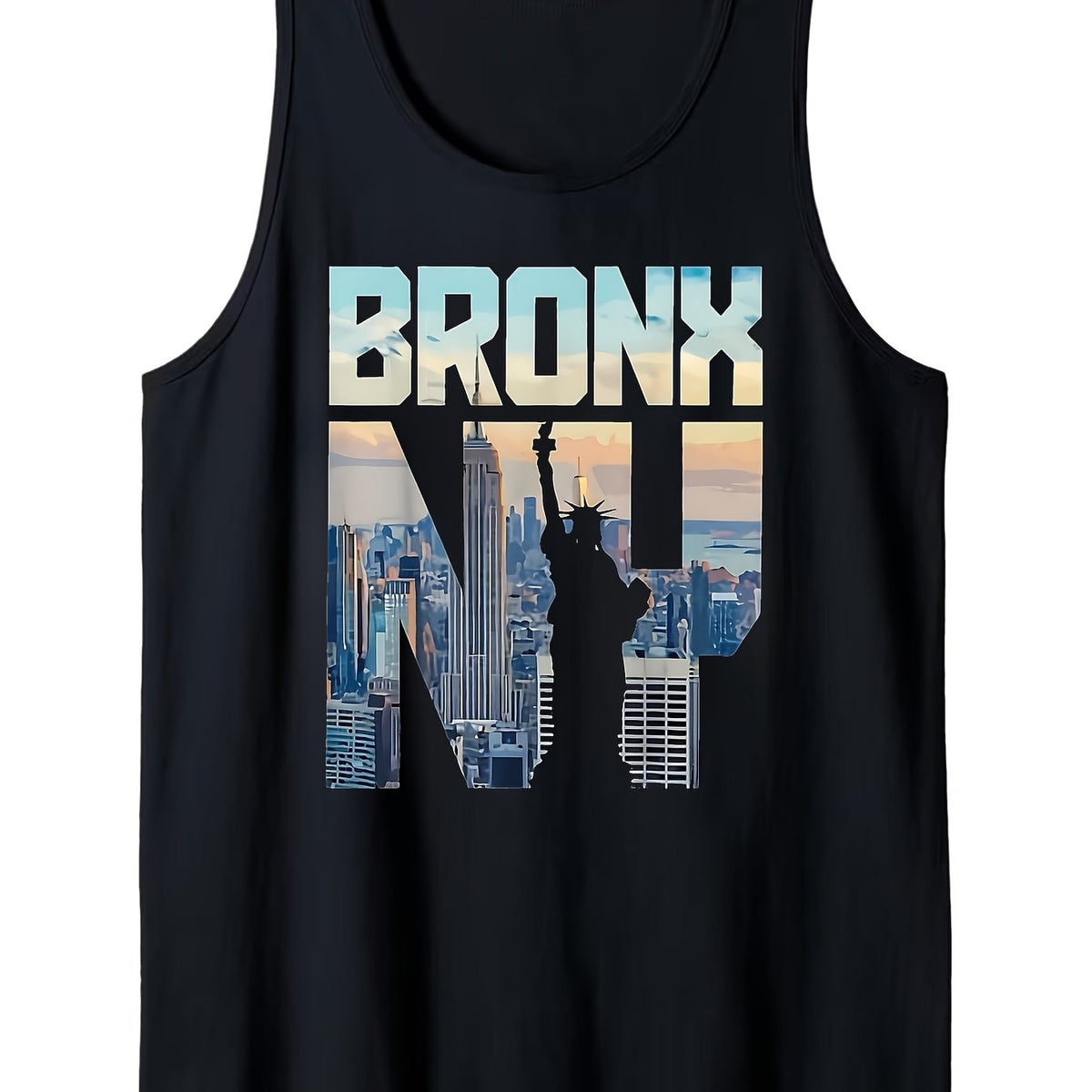 Men' & Women' Bronx NY New York City Skyline Tank Top - Retro Statue of Liberty Sleeveless Shirt, Sleeveless Shirt Suitable for Gym, Outdoor Sports, Vacations - Machine Washable Urban Fashion for NYC Pride