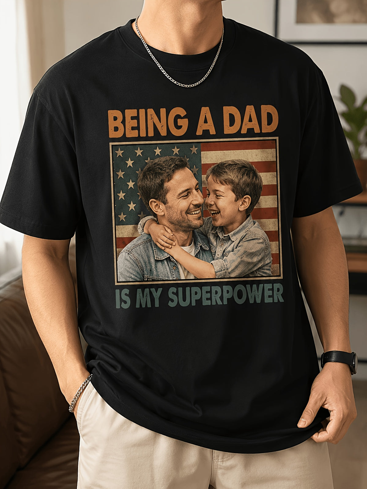 Women's Men's Personalized Custom T-Shirt, Loose Fit Custom Personalized Tee, Custom Photo Text Print Crewneck Tee, Customized Gift for Birthday Family Reunion Vacation, Customized T-shirts for Couples, Fathers, Mothers, And Girlfriends