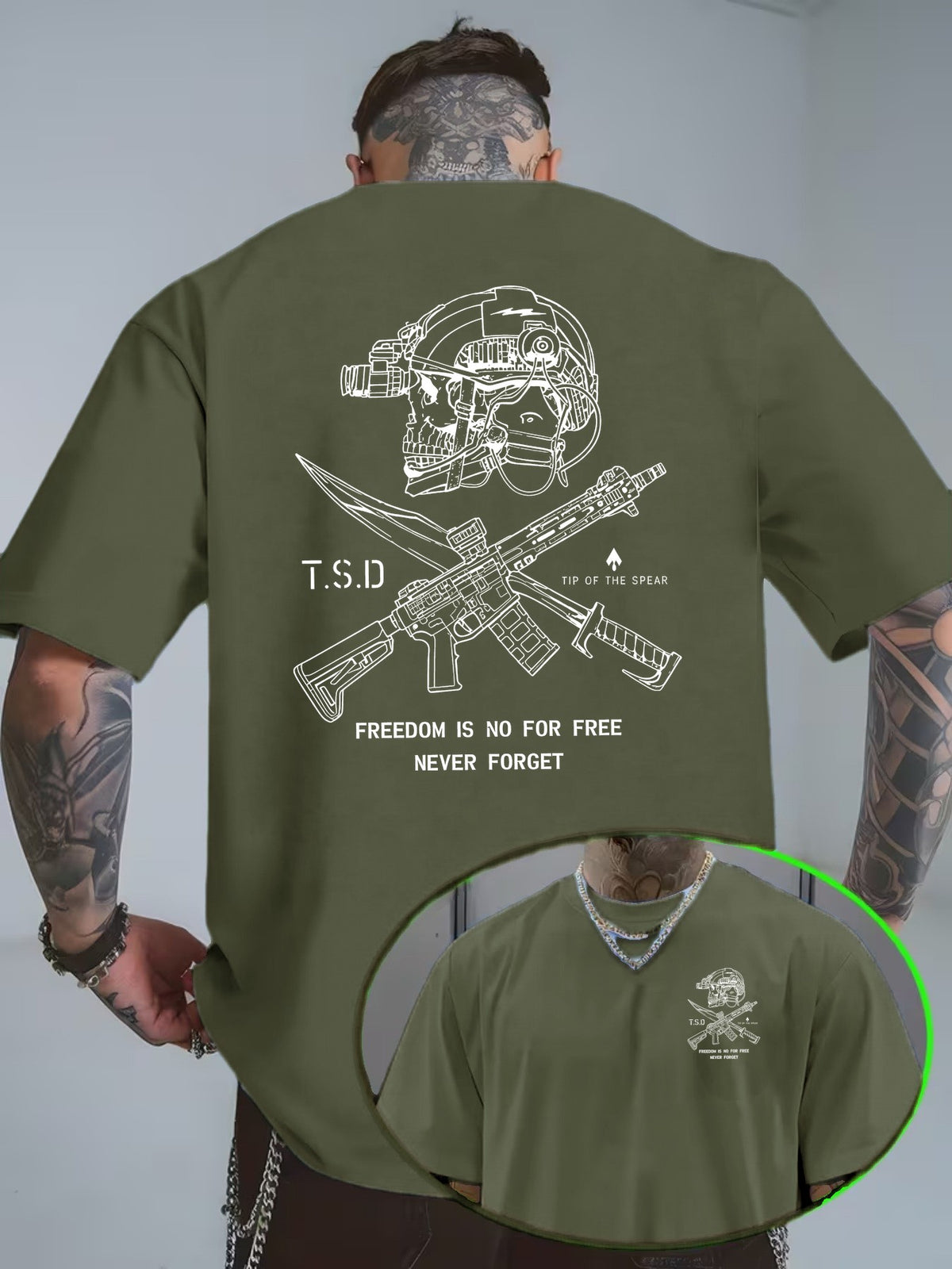 Tactical Skull Gun Print T-Shirt