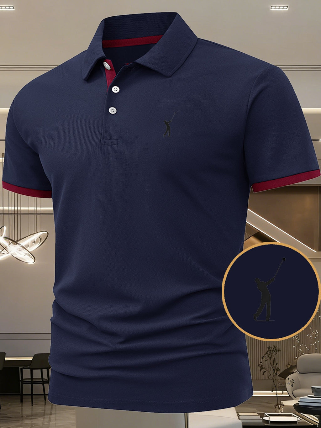 Men'S Pattern Print Top, Moisture-Wicking Polo Shirt, Versatile Short Sleeve Golf Shirt, Business Casual Dual-Use Style, Comfortable And Stylish Top, Ideal Holiday Gift