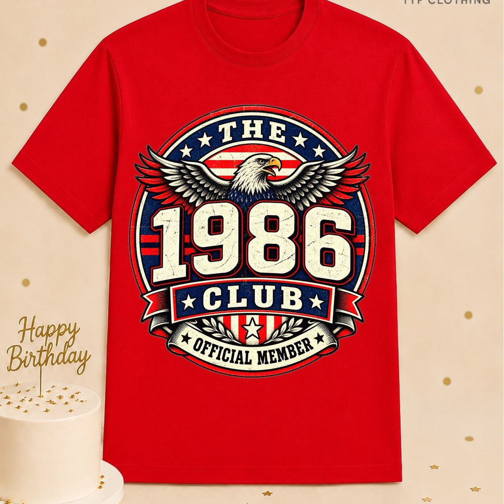 Unisex Birthday T-Shirt 1986 Club Official Member Vintage Birth Year Emblem Milestone Birthday Gift Celebration Party for Men Women Friends
