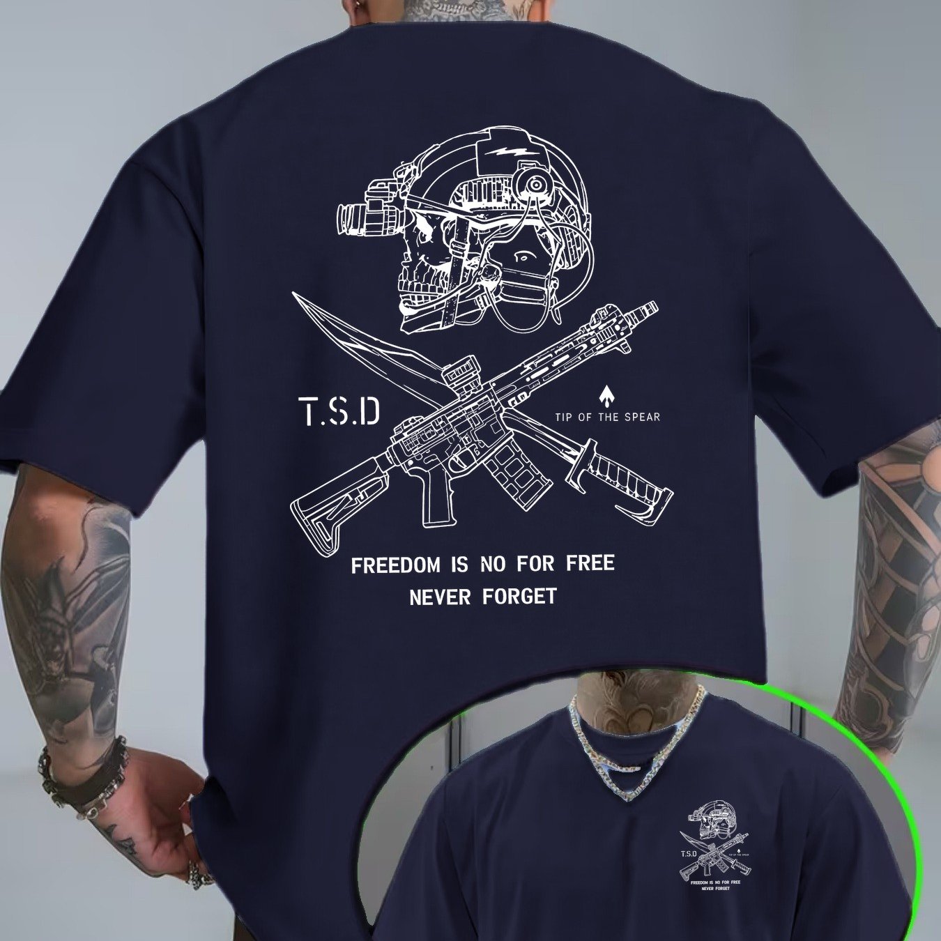 Tactical Skull Gun Print T-Shirt