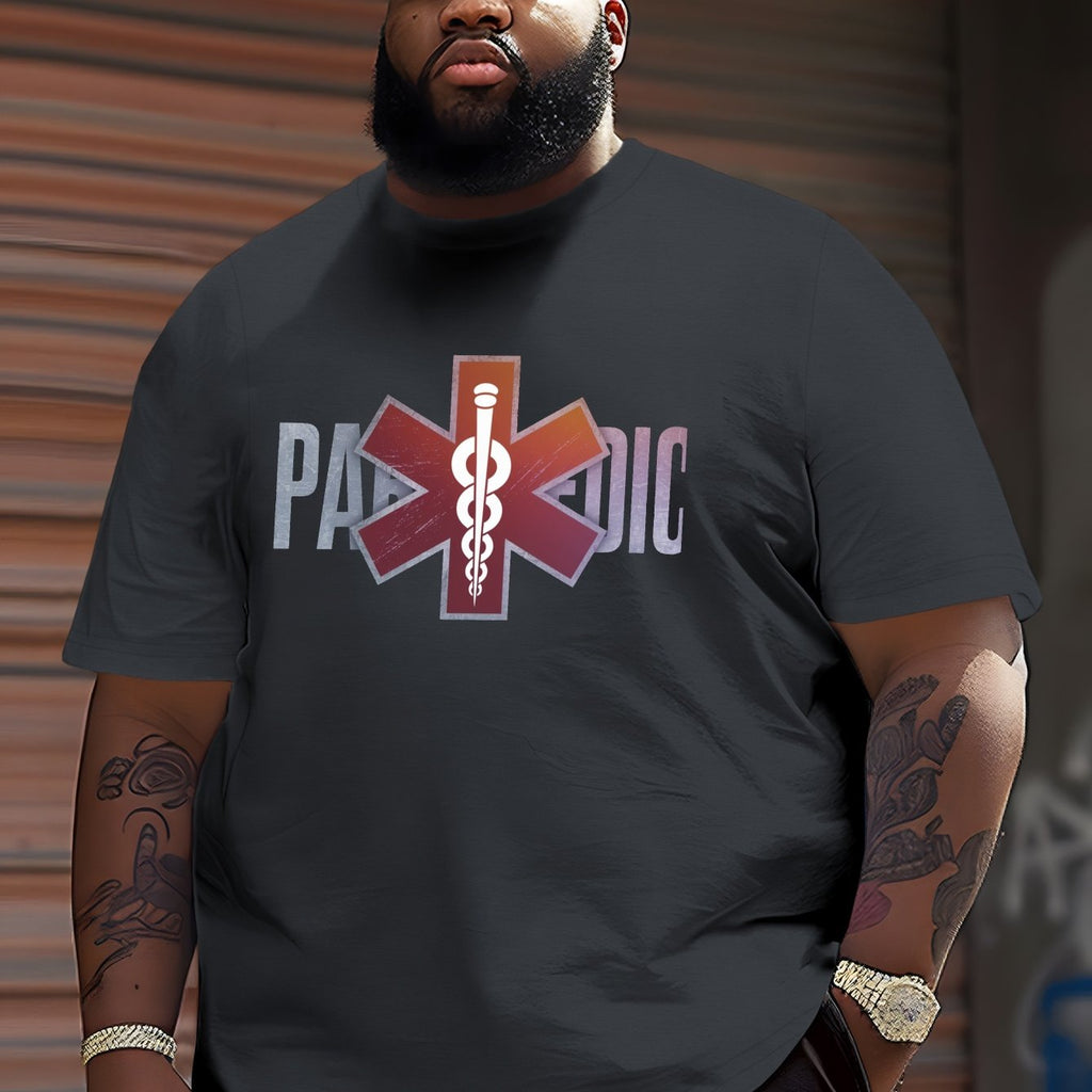 Paramedic Star Of Life Symbol Crinkle Plus Size Men's T-Shirt, PLUS SIZE