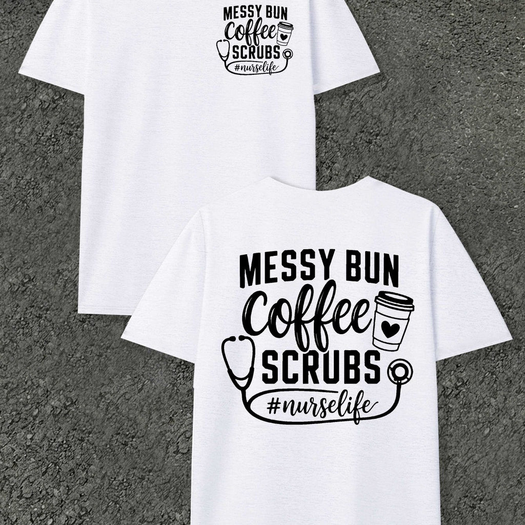 Coffee Scrubs Life Men's -Themed T-Shirts - Coffee Print & Suitable for - Wear, Round Neck Casual Regular Fit Tee with Subtle Markings, Machine Washable for Healthcare Professionals and Everyday Outfits