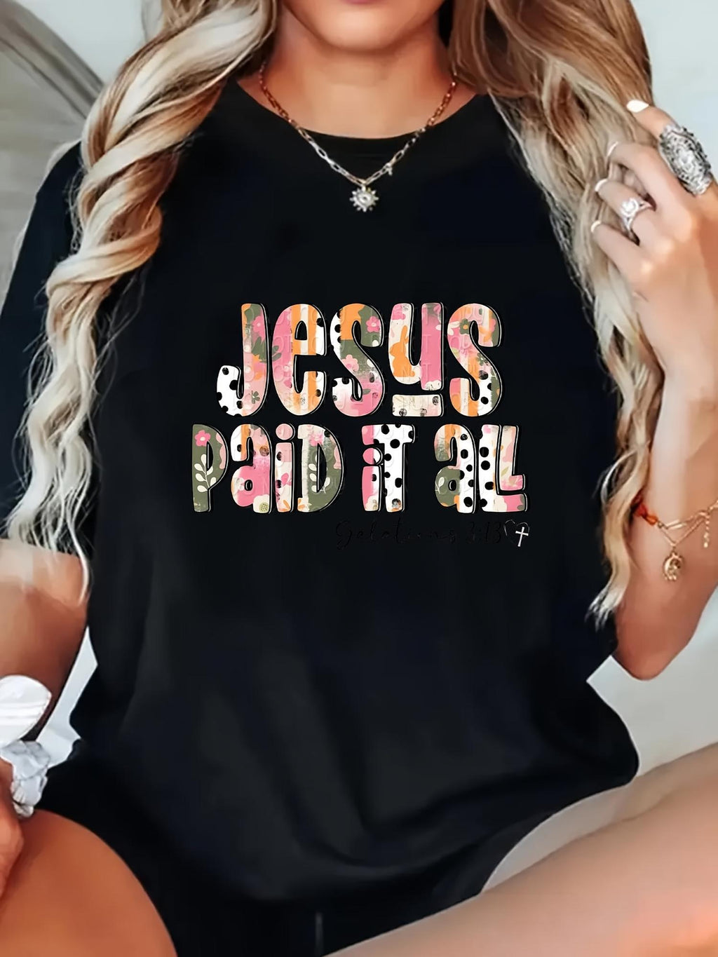 Women'S Good Friday Religious T-Shirt - Paid It All Graphic Tee in Black with Red Lettering - 100% Crew Neck Casual Christian Apparel for Easter, Church & Everyday Faith - Soft Comfortable Fit Faith-Based Clothing