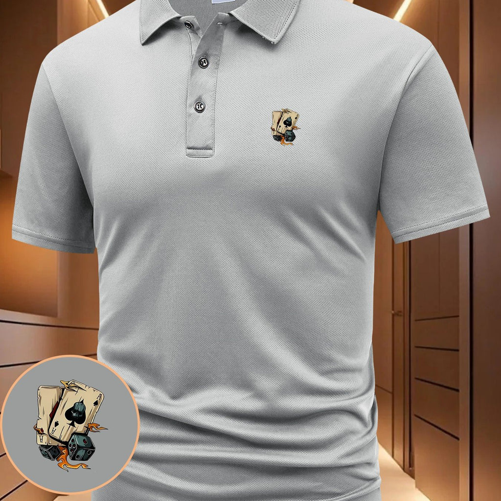 Fashion Casual Men'S Poker And Dice Print Short-Sleeved Polo Shirt Daily Commute Party Wear Lapel Button Men'S Shirt Outdoor Sports Casual Business Comfortable Top