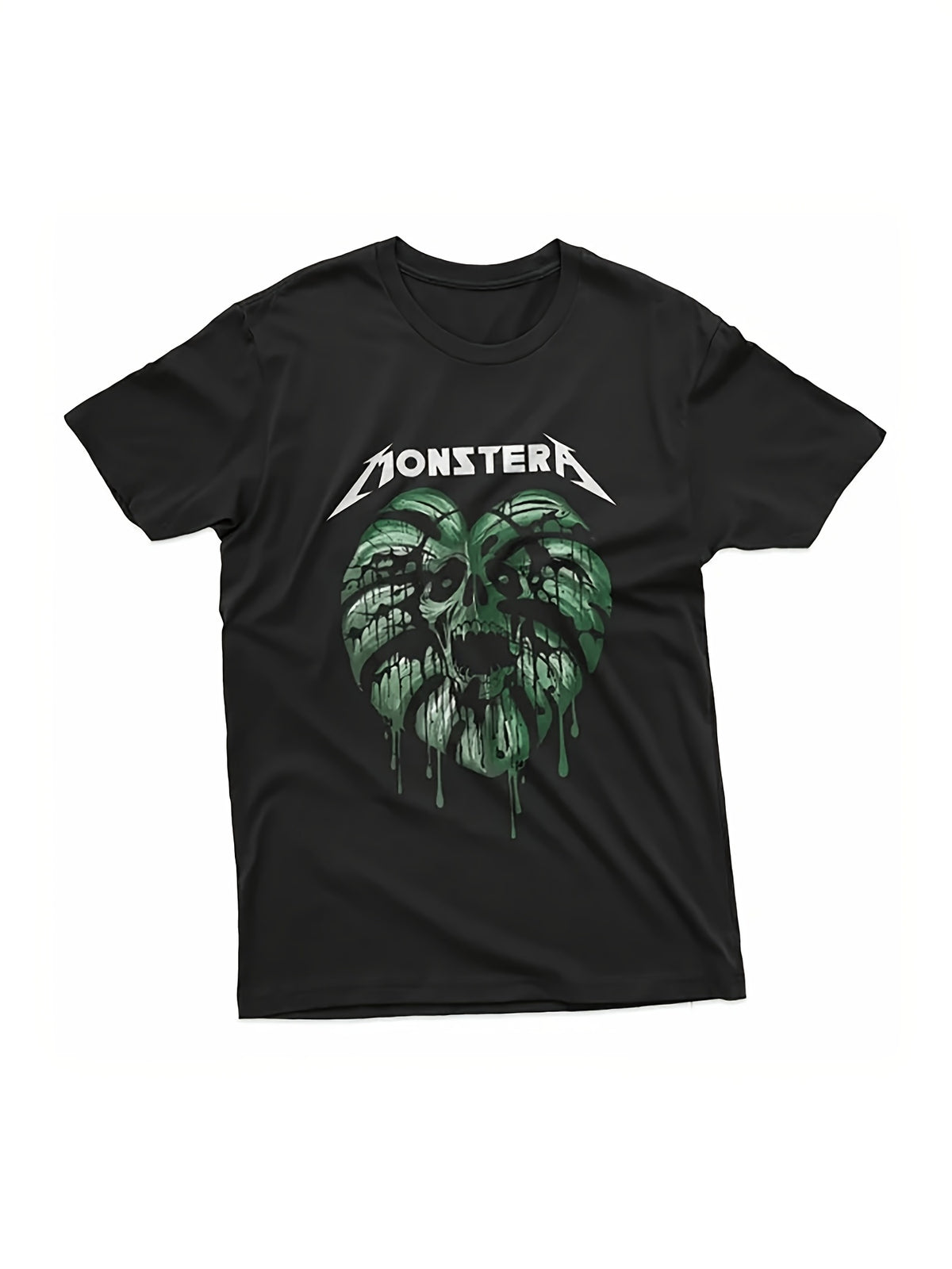 Men's & Women's Monstera Monster Mask Horror Dark Nature Theme Unisex 100% T-Shirt, Soft, All Season Casual Streetwear Essential, All-Match All Season Style, Affordable Daily Wear & Perfect Christmas Gift for Fans And Friends - 220g
