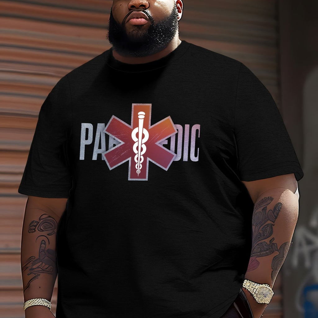 Paramedic Star Of Life Symbol Crinkle Plus Size Men's T-Shirt, PLUS SIZE