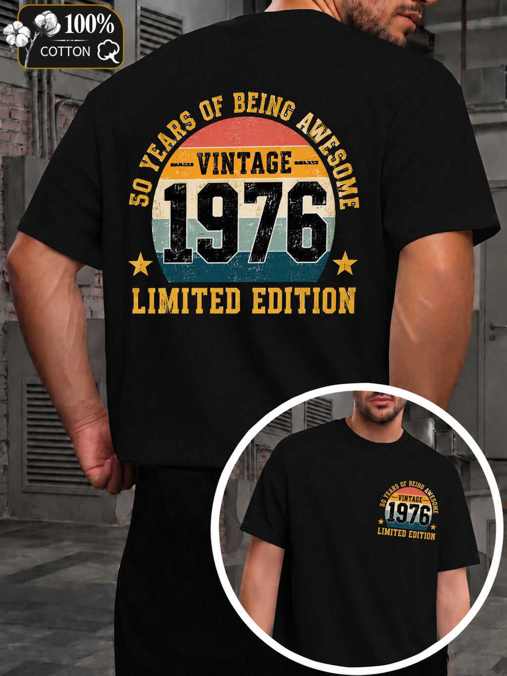 Vintage 1976 Limited Edition Men'S T-Shirts with Markings