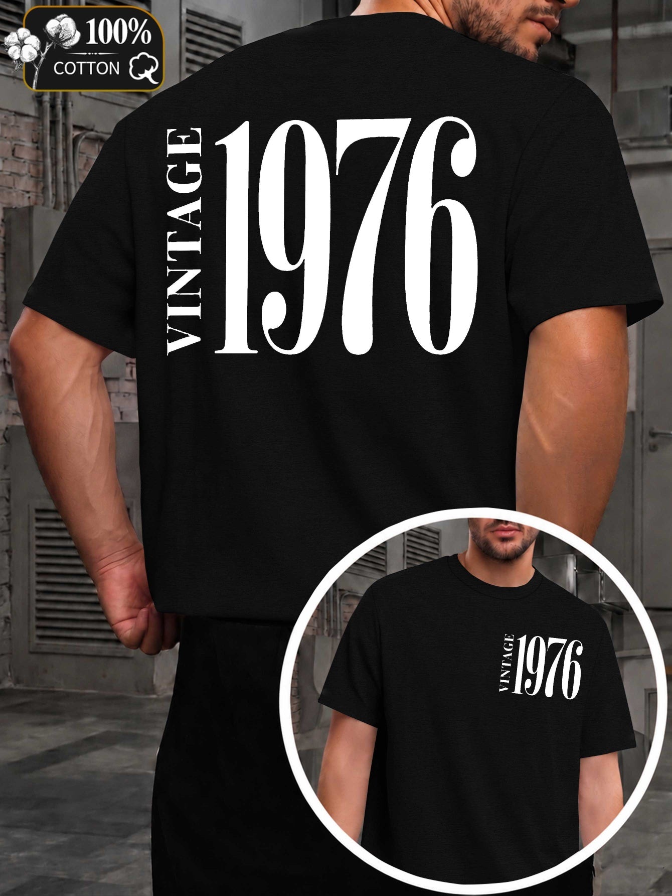 Vintage 1976 Statement Men'S T-Shirts with Markings