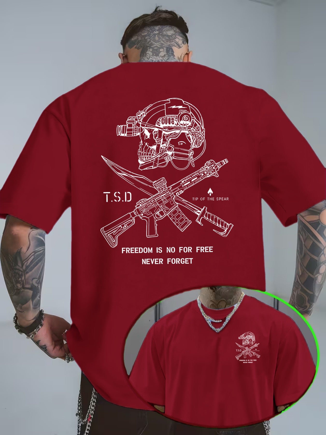 Tactical Skull Gun Print T-Shirt
