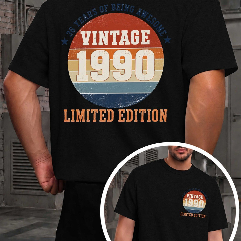 Vintage 1990 Birthday Edition Men's T-shirts with Markings