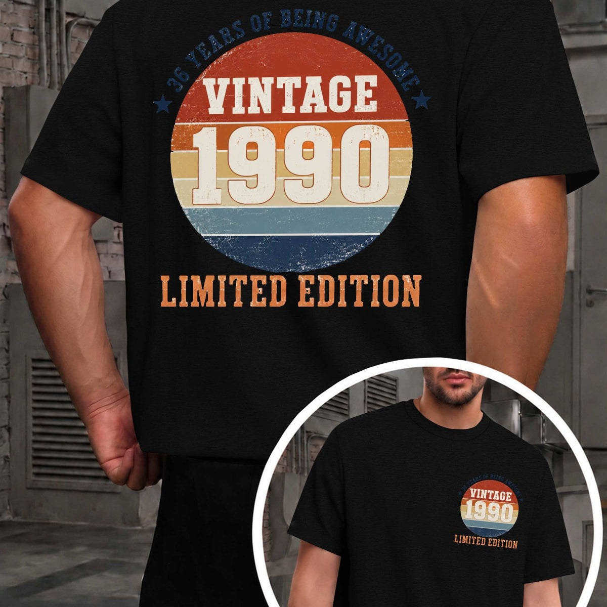 Vintage 1990 Birthday Edition Men's T-shirts with Markings