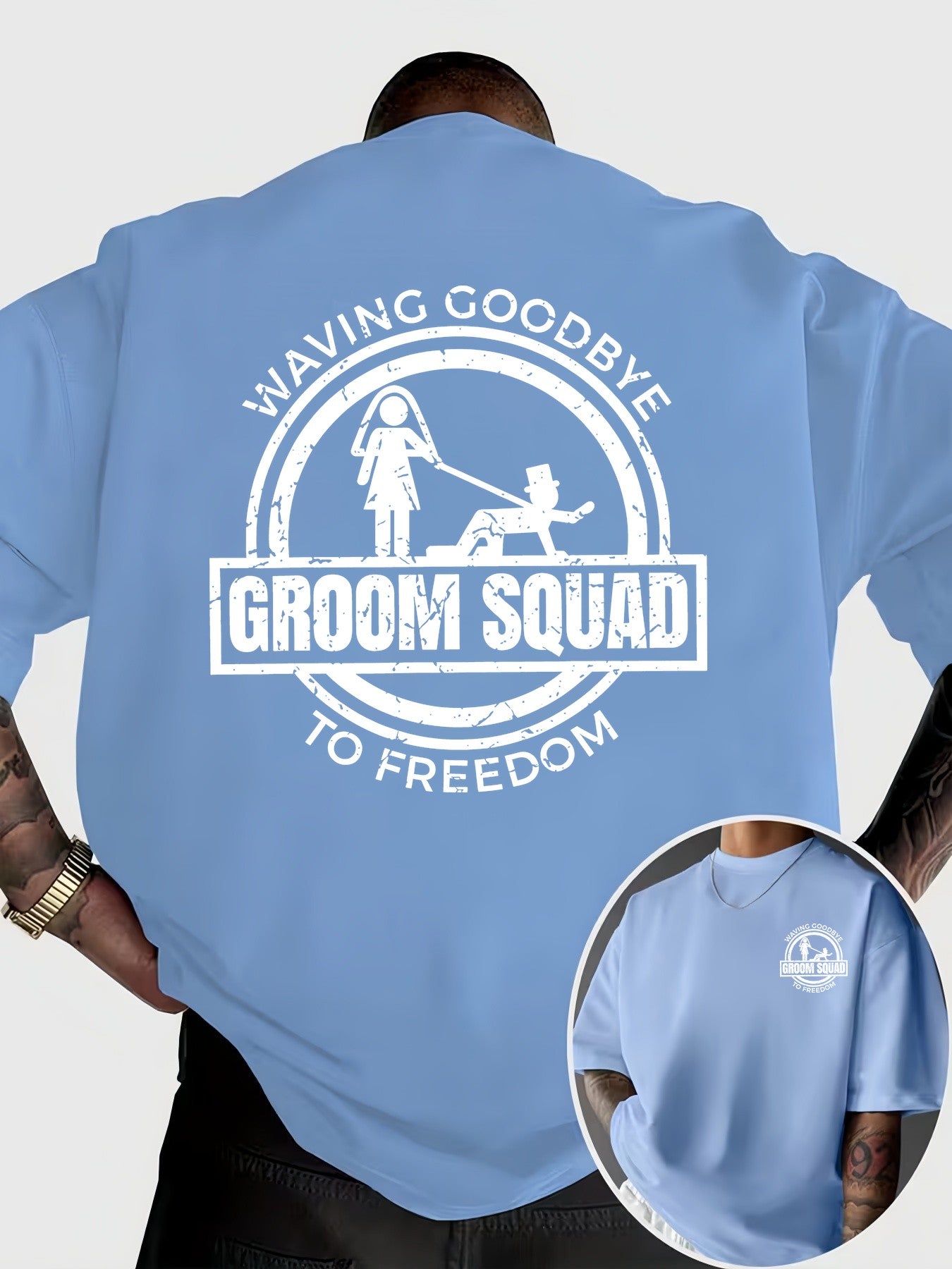 Fun and Quirky Groom's Party Farewell to Freedom Printed Short-Sleeve T-Shirt for Daily Gatherings and Parties