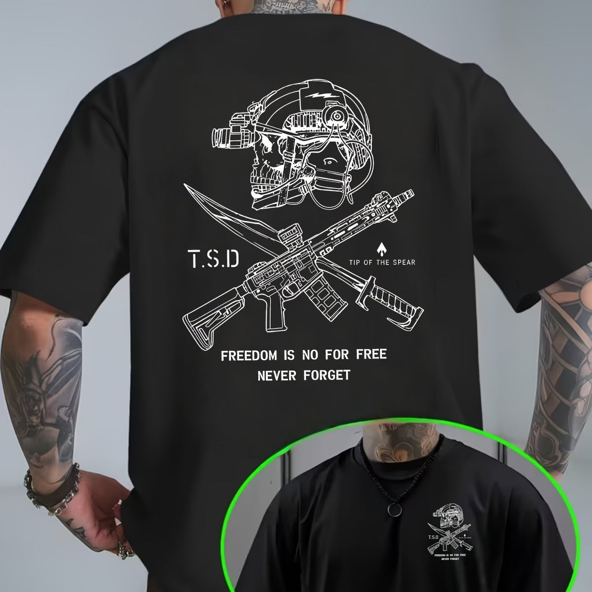 Tactical Skull Gun Print T-Shirt