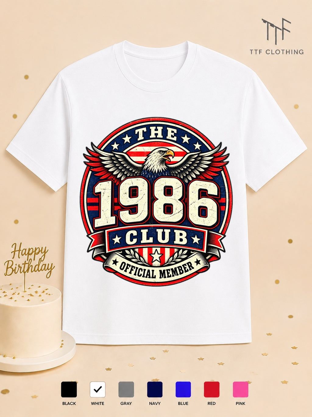 Unisex Birthday T-Shirt 1986 Club Official Member Vintage Birth Year Emblem Milestone Birthday Gift Celebration Party for Men Women Friends