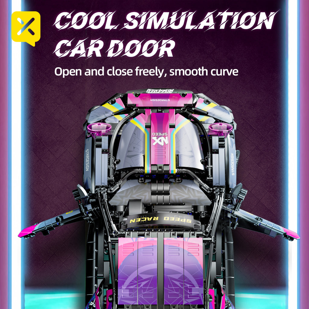 1620pcs 1:10 Cyberpunk series, sports car model assembly cool racing building blocks sports car series building blocks, technological design, simple splicing and easy operation suitable for collectors