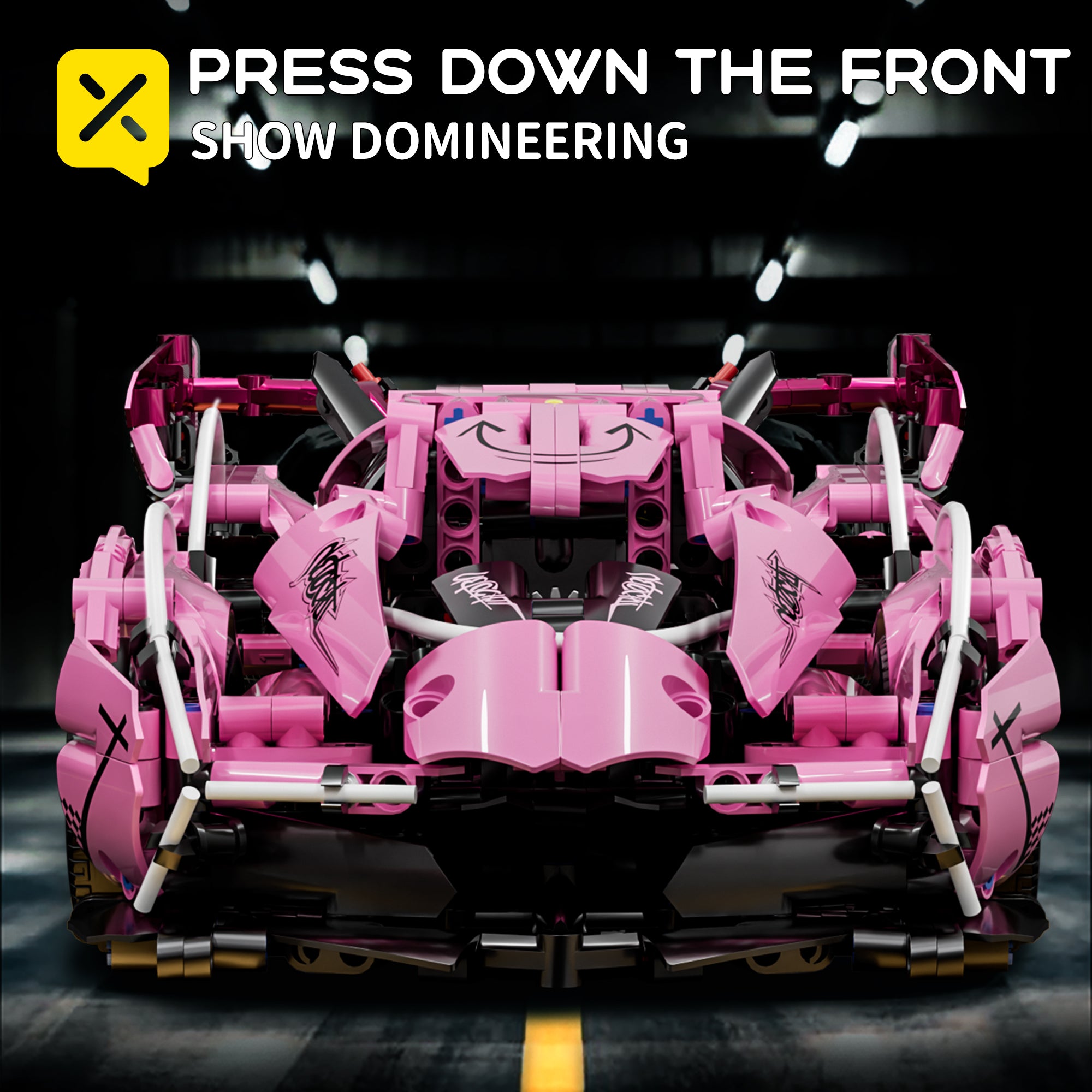 981 building block cars, 1:14 super sports car shape, cool pink appearance, full of scientific and technological design, suitable as a birthday gift for fashion lovers