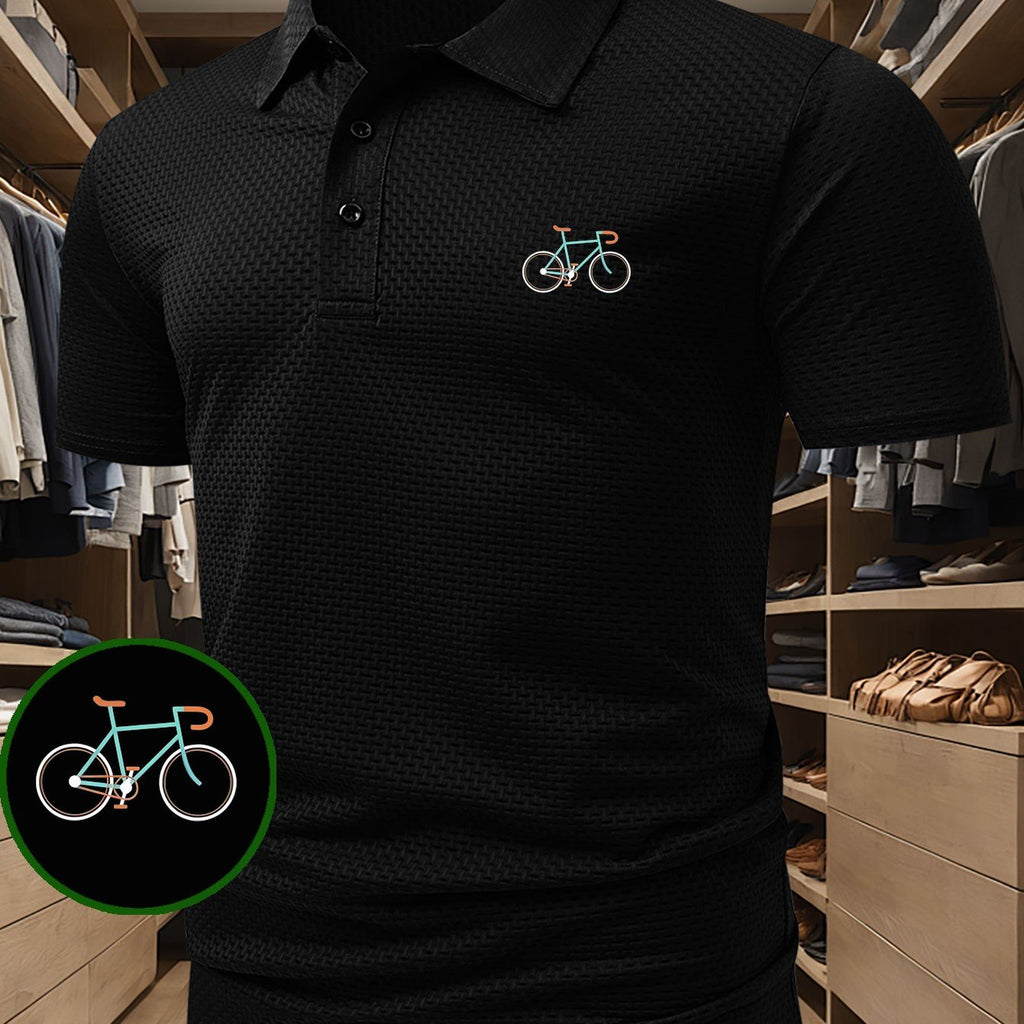 Bicycle Pattern Men'S Casual Polo Shirt, Soft And Comfortable, Tennis Style Athletic Short Sleeve T-Shirt, Classic Golf Sport Top