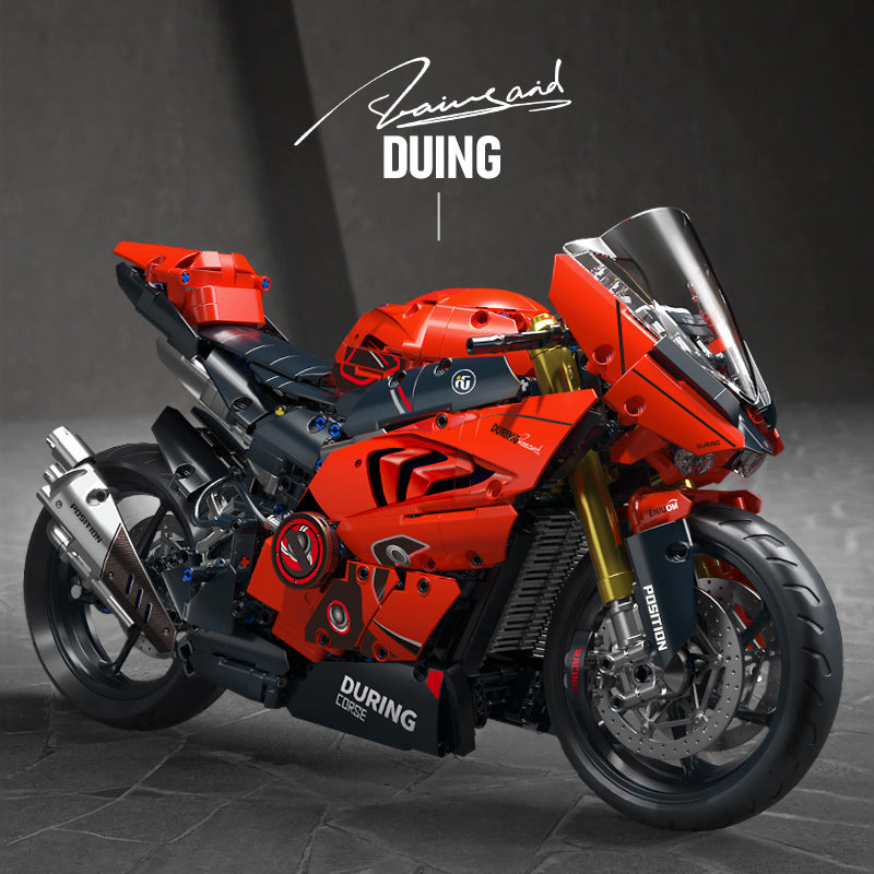 Return of the King! 1:5 super-large proportion of motorcycle building blocks, restore professional racing style, red and black color shows domineering. Precision parts, carefree assembly, for you to create an exclusive mechanical car.