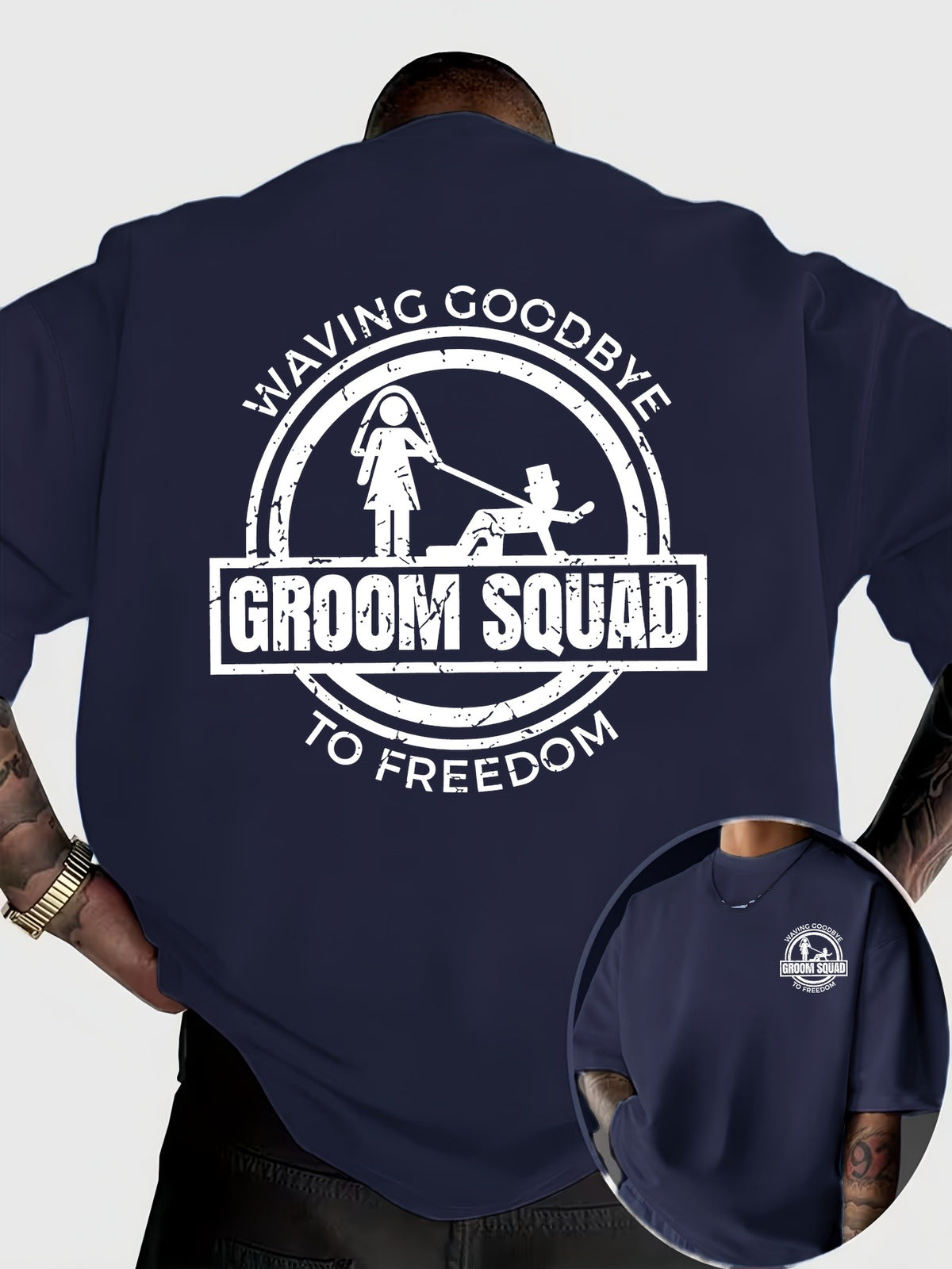 Fun and Quirky Groom's Party Farewell to Freedom Printed Short-Sleeve T-Shirt for Daily Gatherings and Parties