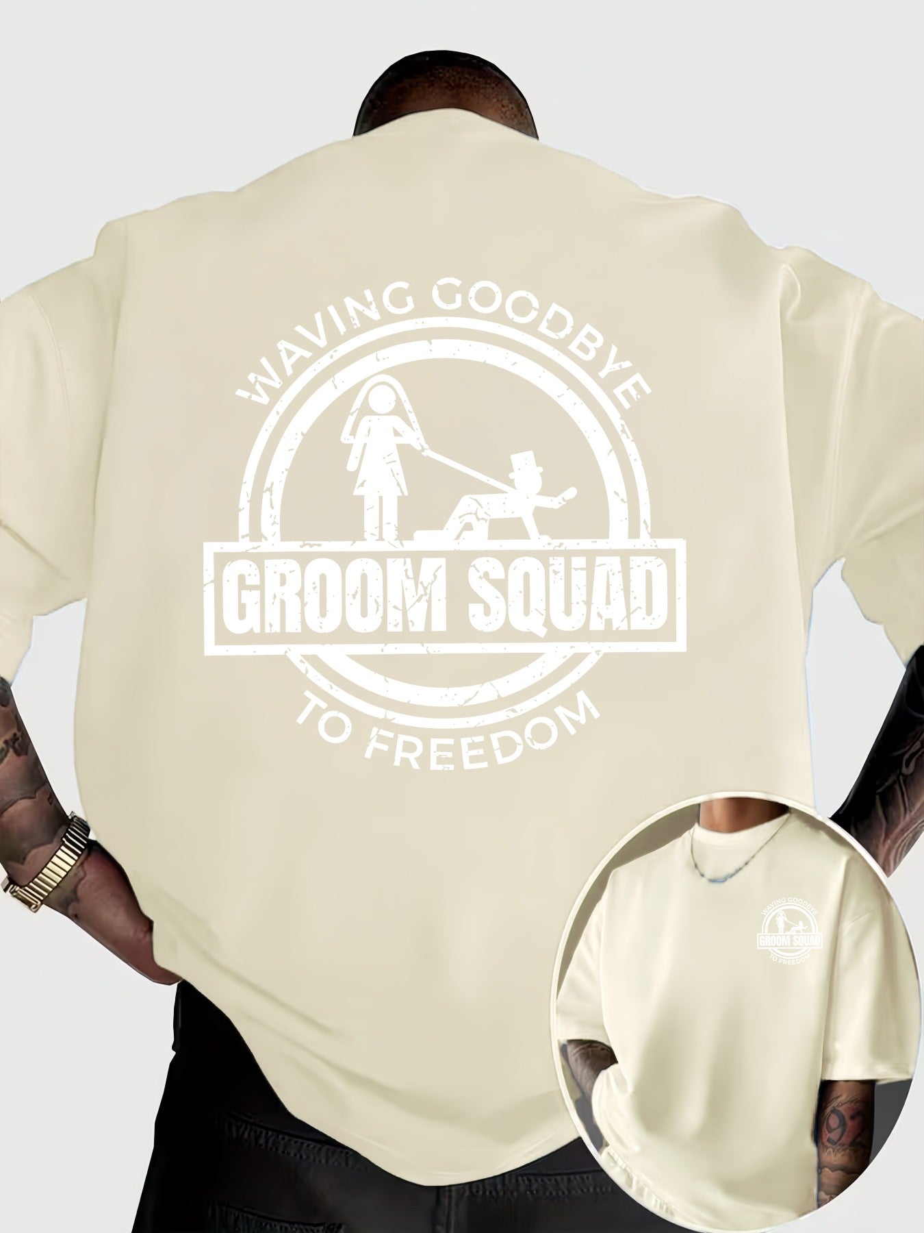 Fun and Quirky Groom's Party Farewell to Freedom Printed Short-Sleeve T-Shirt for Daily Gatherings and Parties