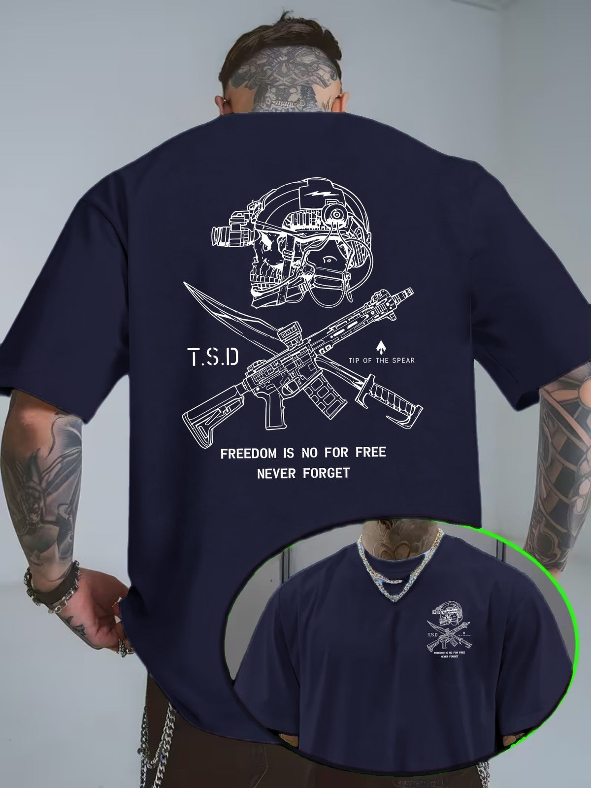 Tactical Skull Gun Print T-Shirt