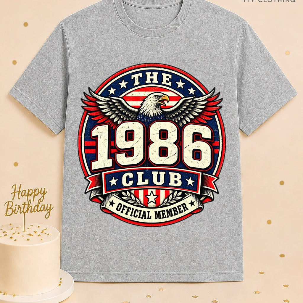 Unisex Birthday T-Shirt 1986 Club Official Member Vintage Birth Year Emblem Milestone Birthday Gift Celebration Party for Men Women Friends