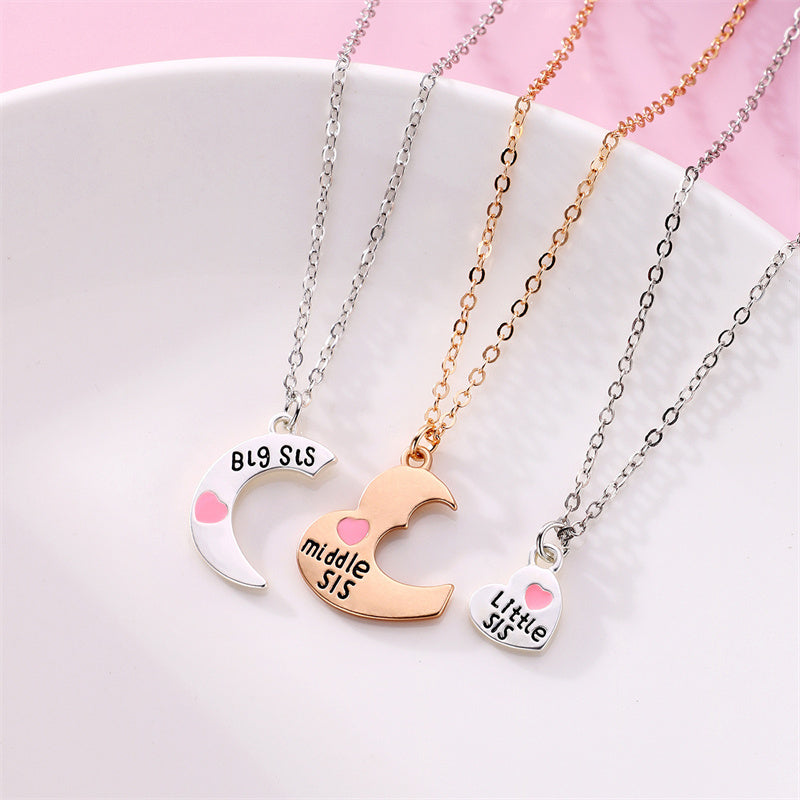 Mother's Day love patchwork parent-child trio chain set（Free Shipping）